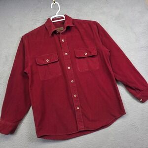 Marino Bay Shirt Mens M Red Long‎ Sleeve Chamois Utility Barn Cabincore Rugged